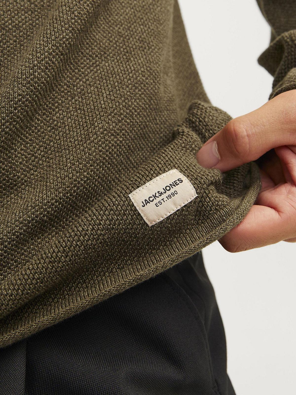 В'язаний пуловер JACK & JONES JJEHILL чоловічий, з круглим вирізом горловини, базова модель, з довгими рукавами, бавовняна сорочка, фото №5
