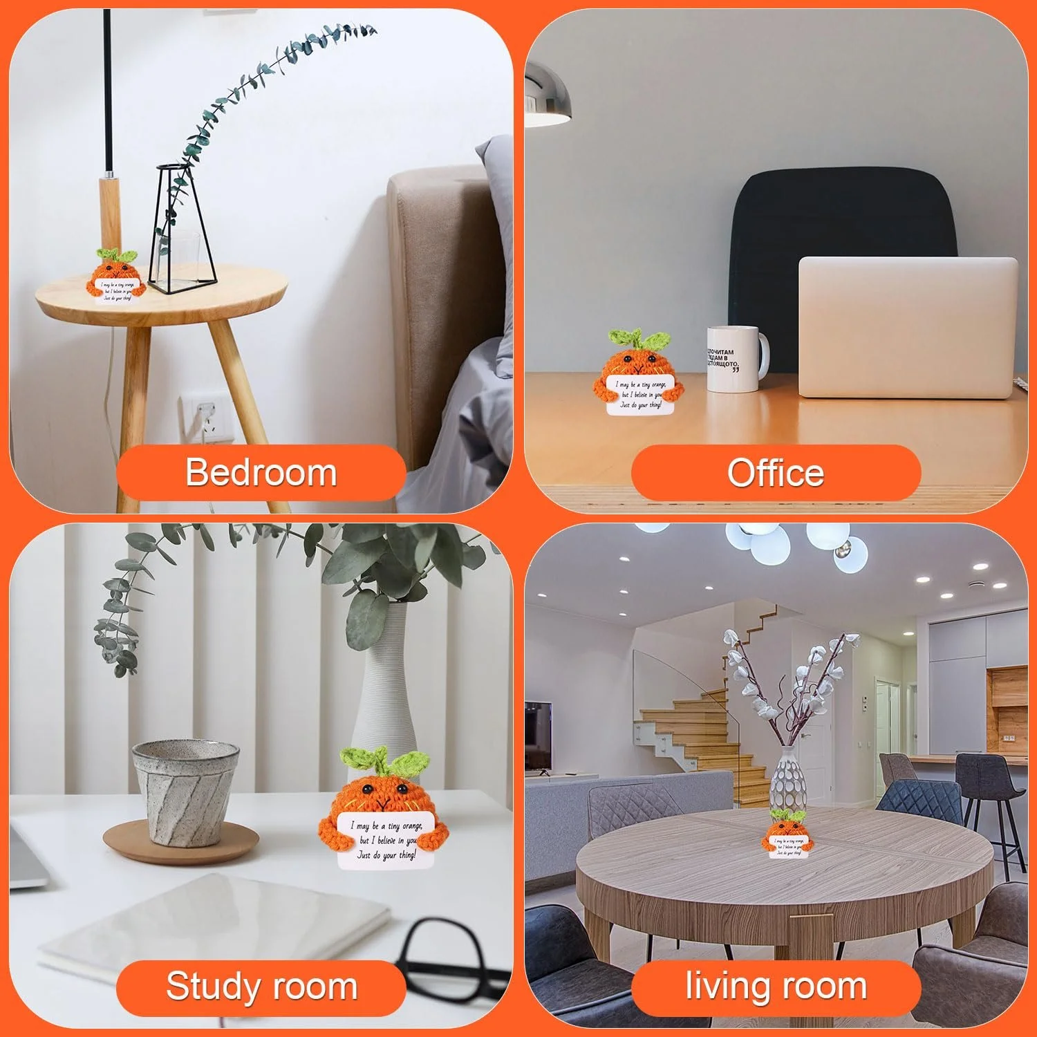 Мини-кукла NQEUEPN Вязаная игрушка Оранжевая, фото №5 Мини-кукла NQEUEPN Вязаная игрушка Оранжевая, фото №5