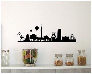 Наклейка на стіну Samunshi Ruhrpott Skyline City 150 x 45 см Чорна synthetic.ua - Фото 1