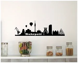 Наклейка на стіну Samunshi Ruhrpott Skyline City 150 x 45 см Чорна synthetic.ua - Фото 1