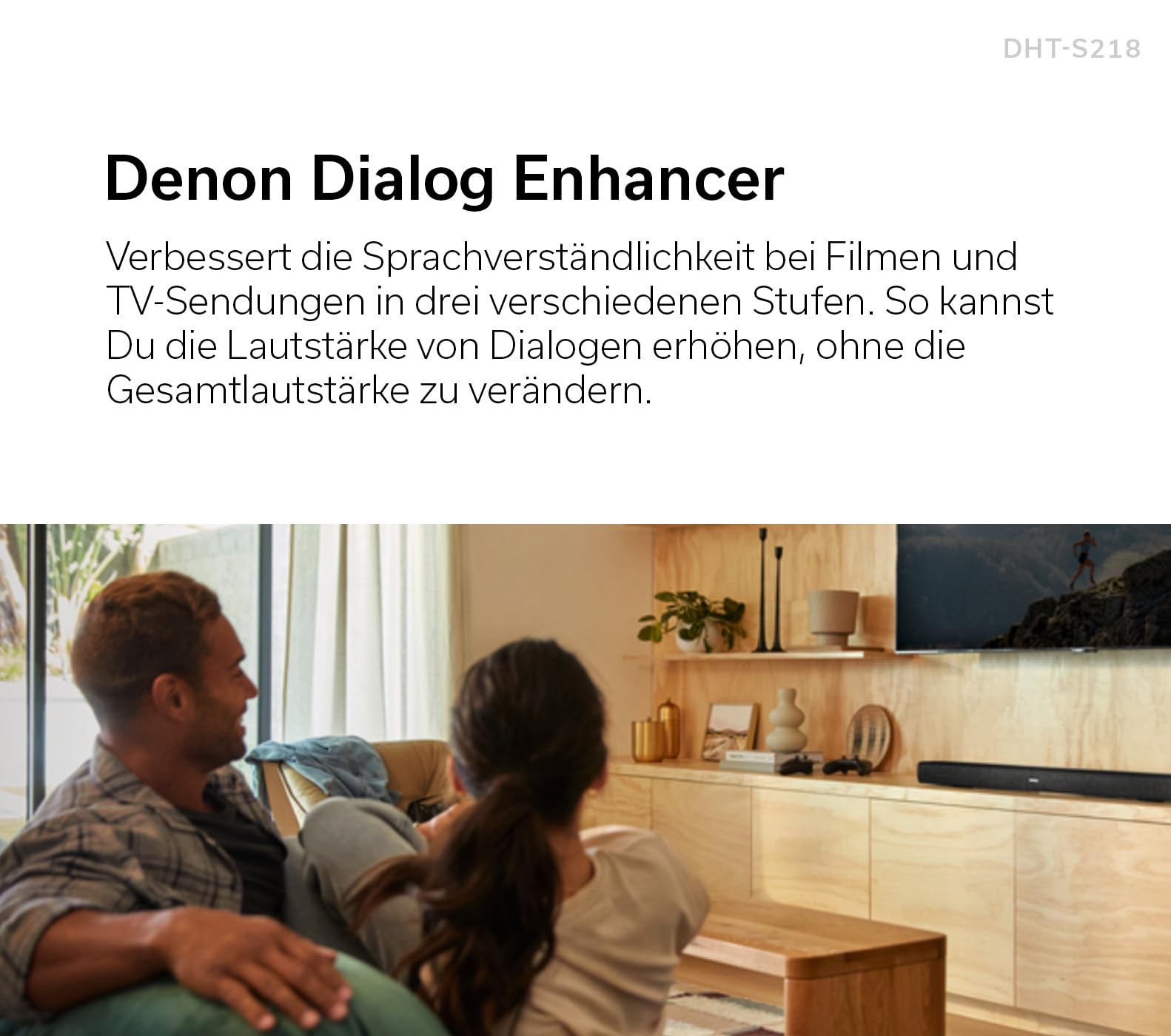 Саундбар Denon DHT-S218 2.1 с Dolby Atmos, интегрированным сабвуфером, Bluetooth® Low Energy (LE) Audio, 4K UHD и HDMI ARC, черный, фото №6 Саундбар Denon DHT-S218 2.1 с Dolby Atmos, интегрированным сабвуфером, Bluetooth® Low Energy (LE) Audio, 4K UHD и HDMI ARC, черный, фото №6