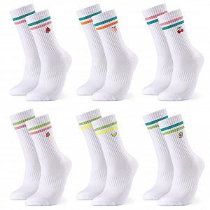 Теннисные носки Белые с фруктовым узором, 6 пар, размер 38-42 - Фото 1