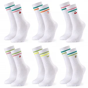 Тенісні шкарпетки Білі з фруктовим візерунком, 6 пар, розмір 38-42 - Фото 1