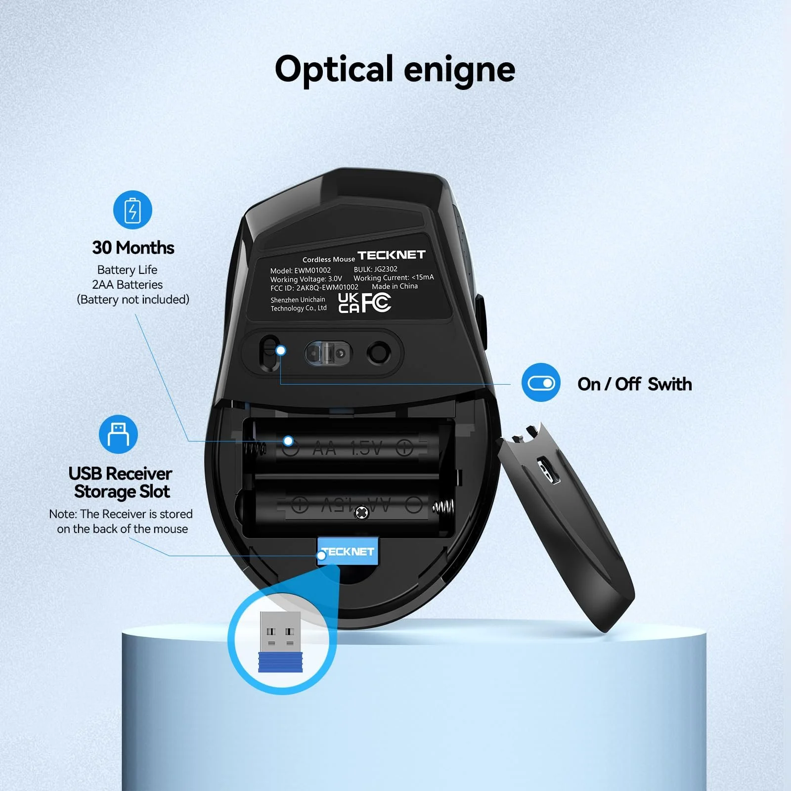 Миша TECKNET Бездротова 4800DPI 2.4GHz Тиха з Нано-приймачем, Бічним управлінням, 6 Регульованими рівнями DPI, Шістьма кнопками Чорна, фото №7 Миша TECKNET Бездротова 4800DPI 2.4GHz Тиха з Нано-приймачем, Бічним управлінням, 6 Регульованими рівнями DPI, Шістьма кнопками Чорна, фото №7
