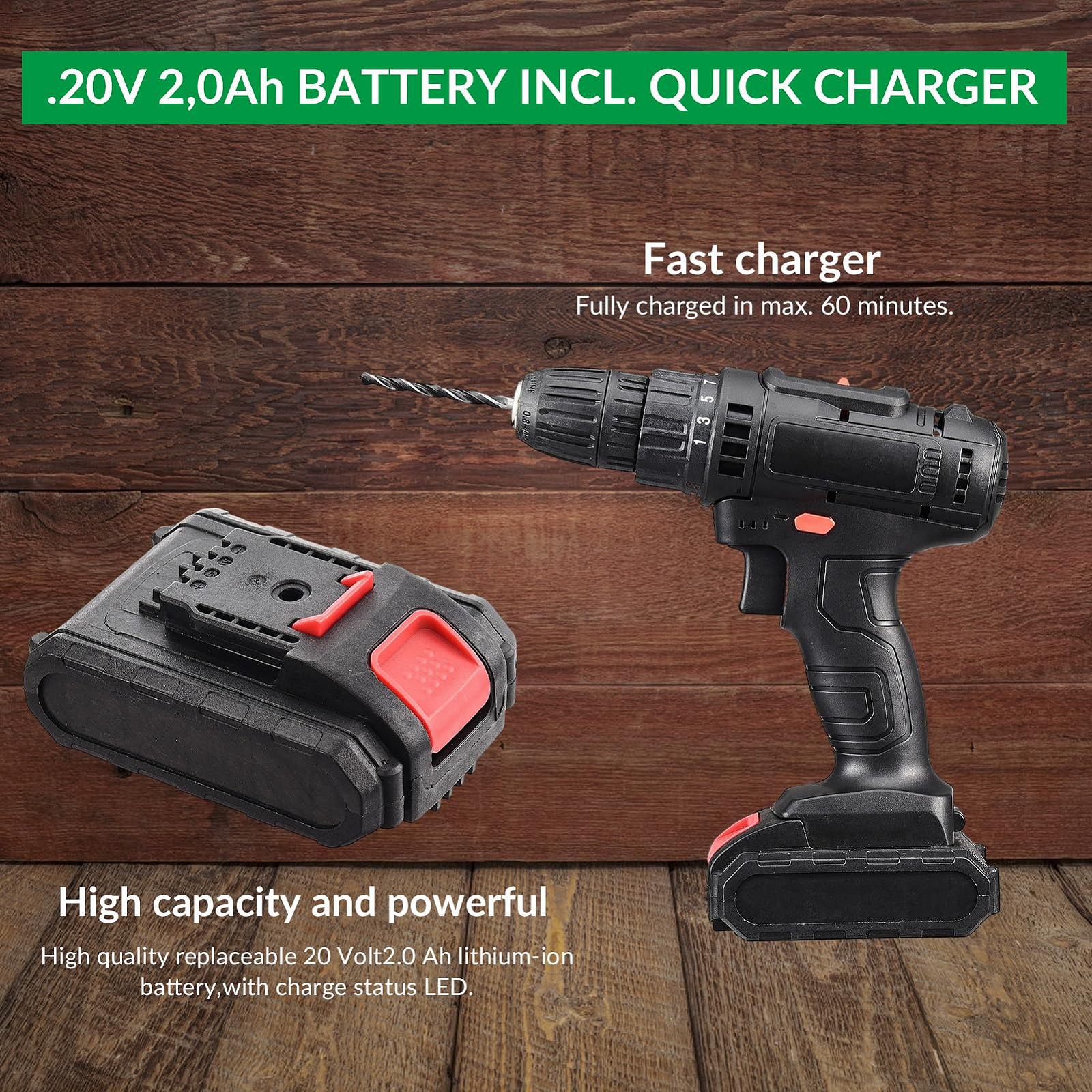 Шуруповерт ADWOLT Аккумуляторный 21 В 1300 мАч 25 + 1 Режимы с LED Подсветкой, фото №3