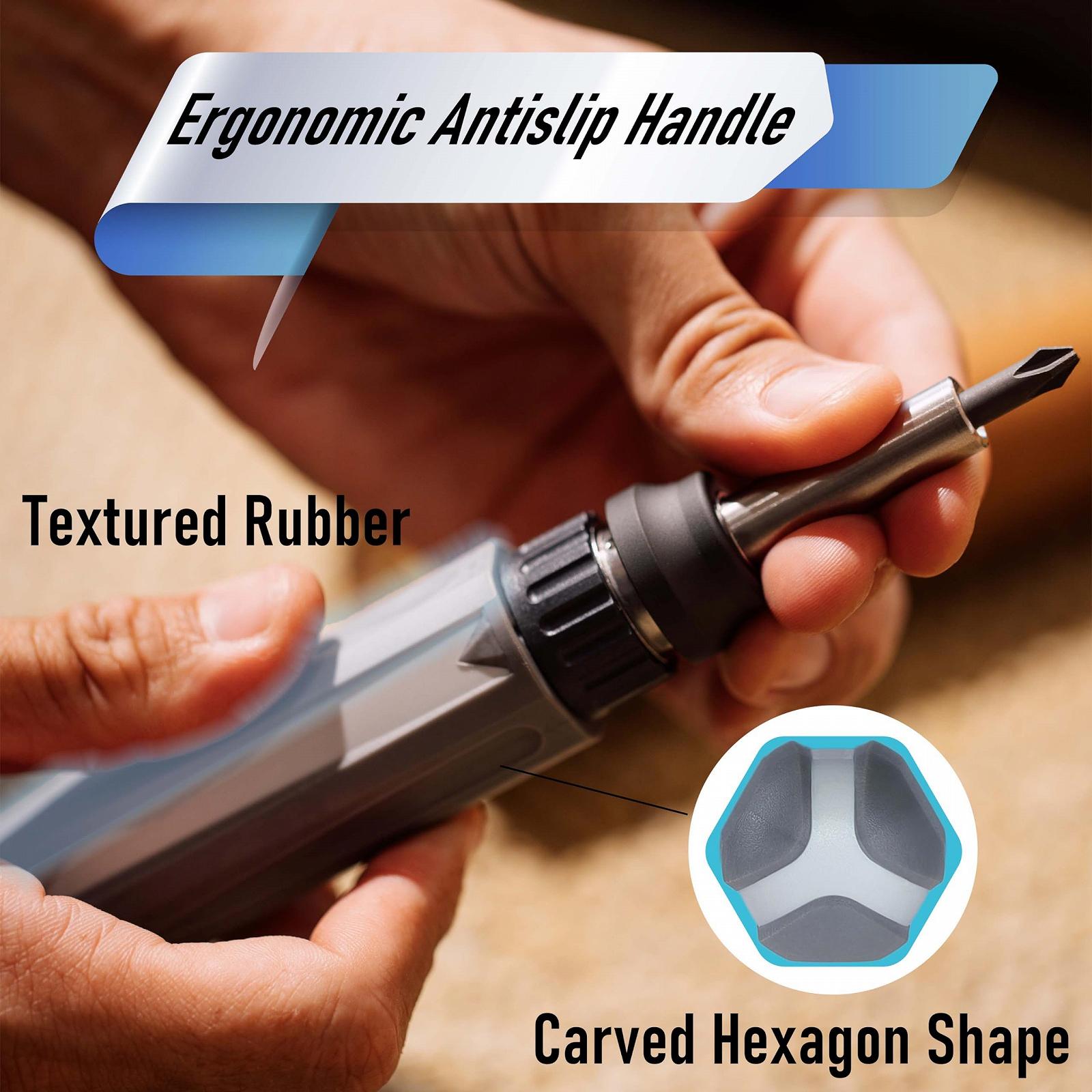 Комплект викруток Steinwhale 32 в 1 Ratchet з штовхаючою викидною розширювальною штангою, тріскачкою на 48 зубців, нековзкою м'якою рукояткою, магнітотримачем для біт, 30 шт. біт з S2 сталі, фото №5