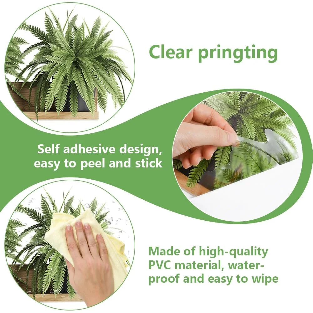 Наклейки на стіну Plants 4 шт. Самоклеючі Зелене листя Кактус, фото №3