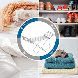 Электрическая складная сушилка для белья Rainberg с подогревом и крышкой энергоэффективная 18-канальная synthetic.ua - Фото 1