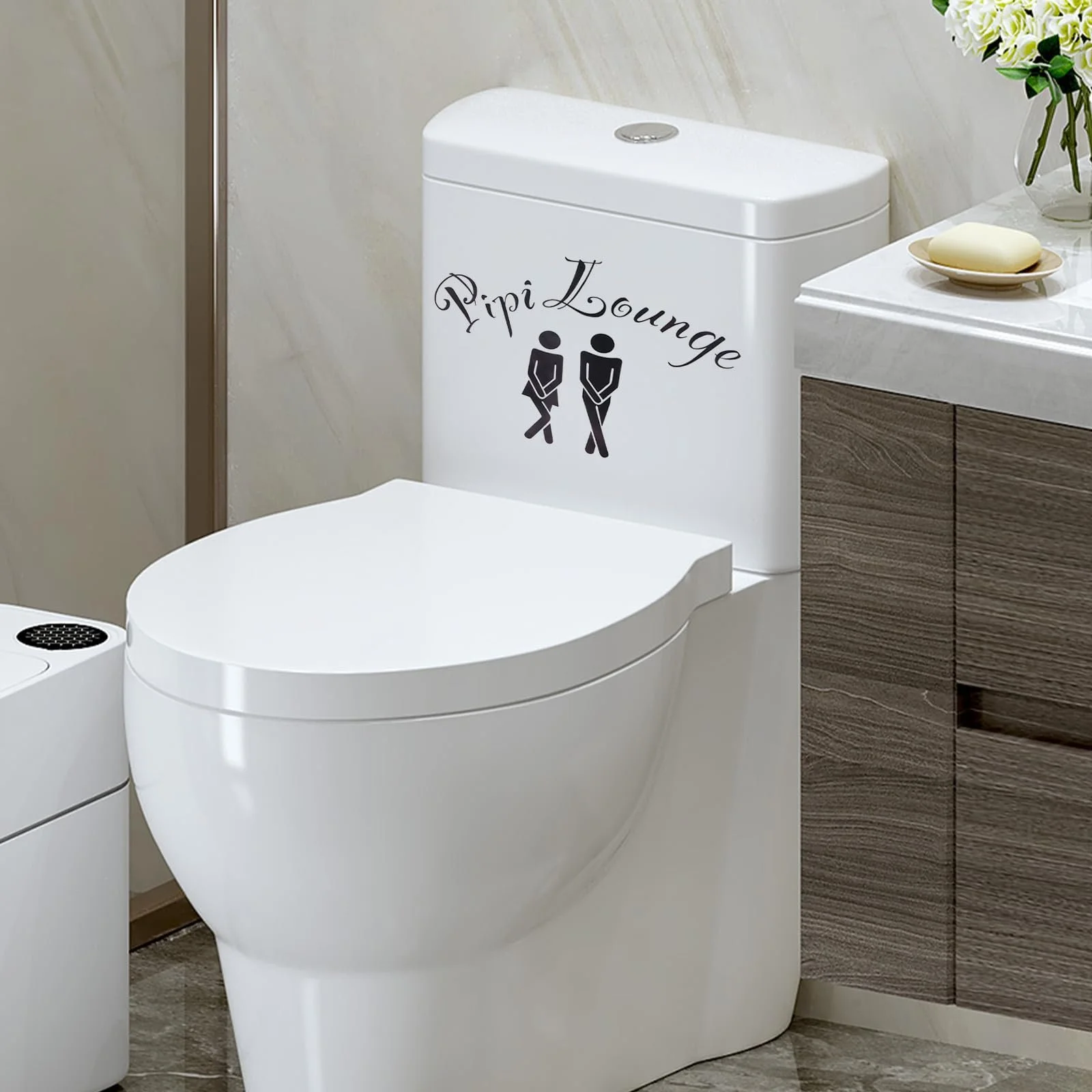Набір з 2 наклейок на туалет Pipi Lounge Символи чоловіка та жінки Чорний, фото №4