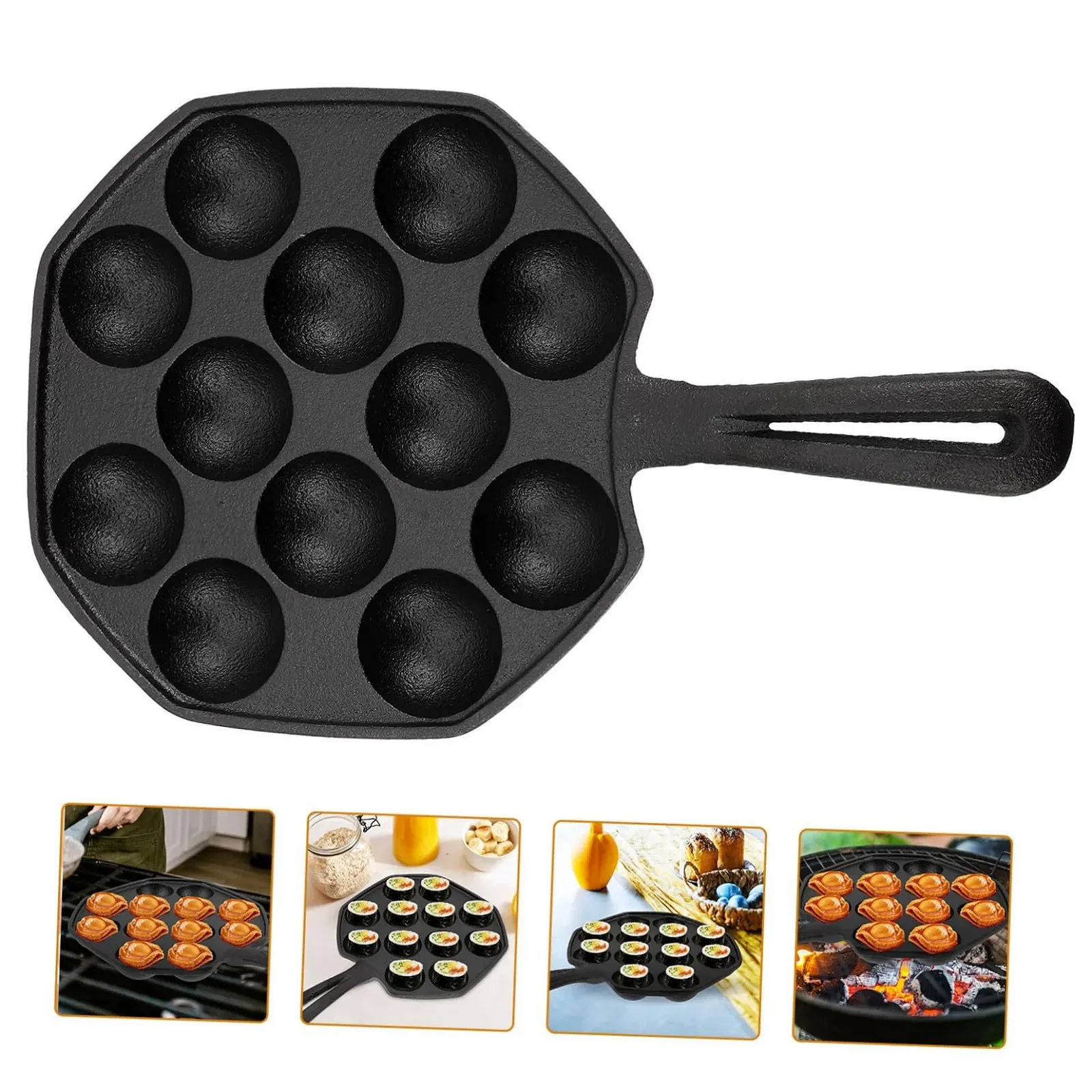 Набор форм для выпечки чугунный на 12 лунок для улиток антискользящий с ручками, фото №6