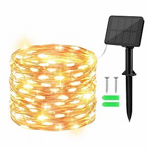 Гирлянда Gcstnn на солнечной батарее, 10 м, 100 LED, медная проволока, 8 режимов, IP65, теплая белая - Фото 1