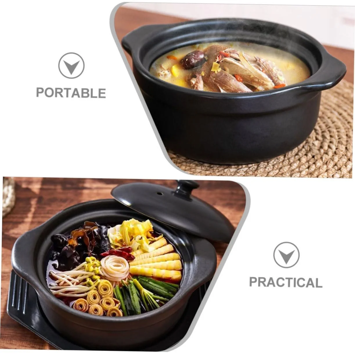 Каструля-керамічний горщик PartyKindom для супів та рисових страв термостійка, фото №5