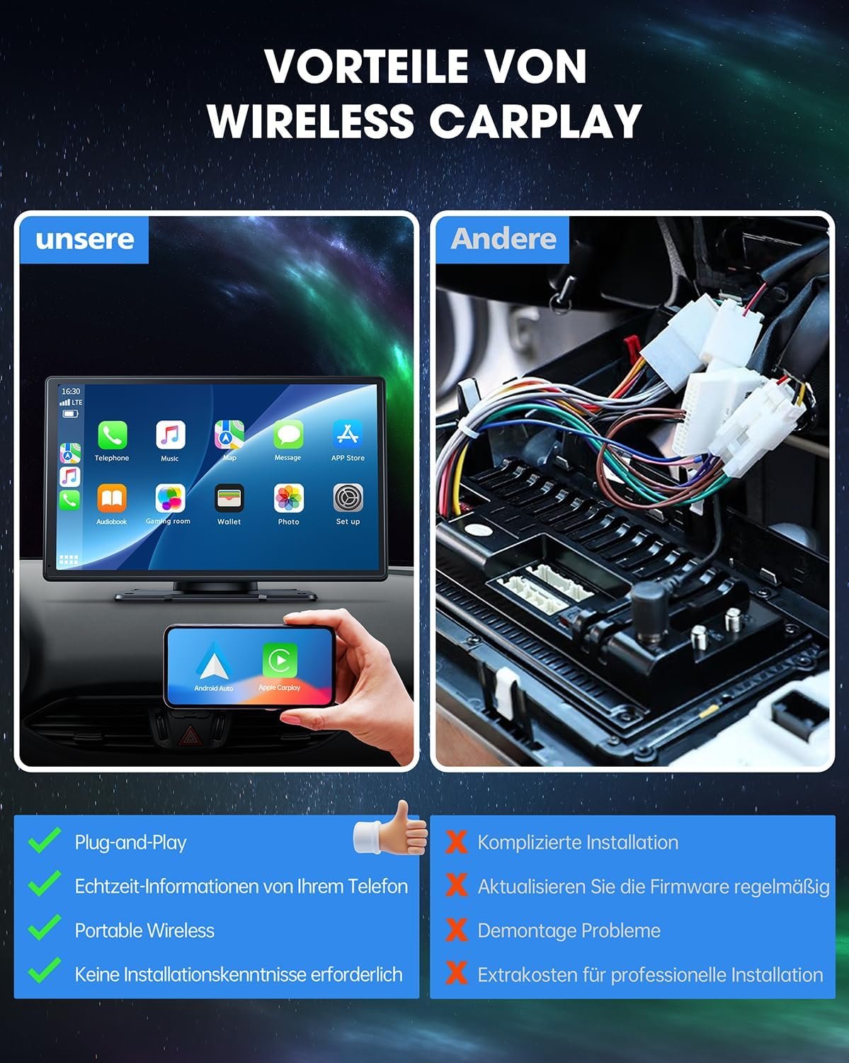 Автомагнітола Lamtto RC07 / 9" / Сенсорна / Apple CarPlay / Android Auto / Bluetooth / FM / AUX, фото №9