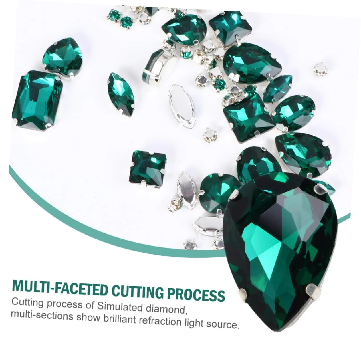 Пришивні стрази SEWACC Крапля Кольорові Зелені, фото №5