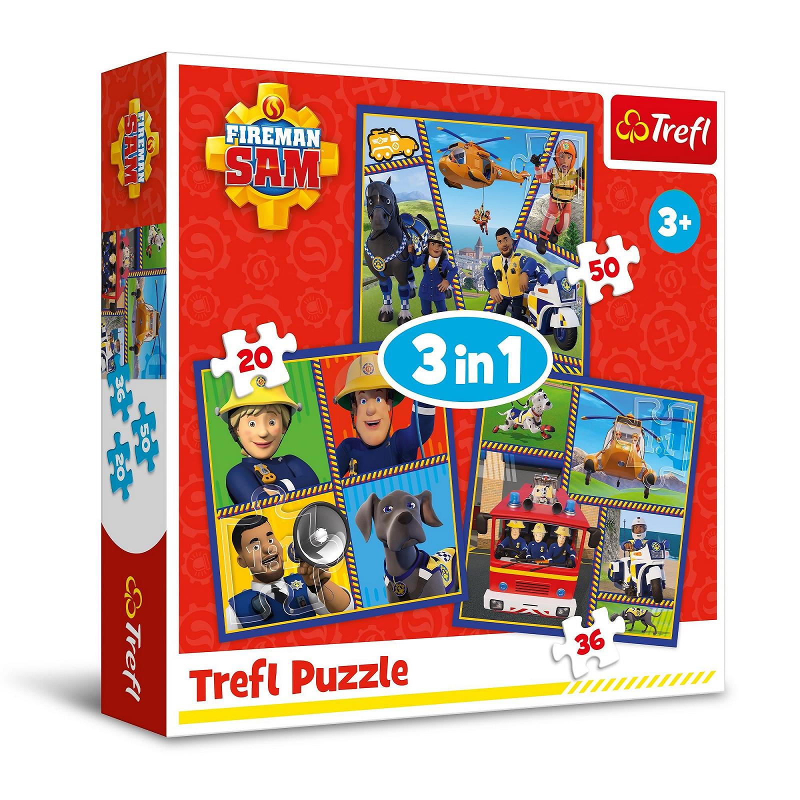 Пазл Trefl Fireman Sam 3Day of the Firefighters 3-в-1 3 пазла от 3 лет, фото №1 Пазл Trefl Fireman Sam 3Day of the Firefighters 3-в-1 3 пазла от 3 лет, фото №1