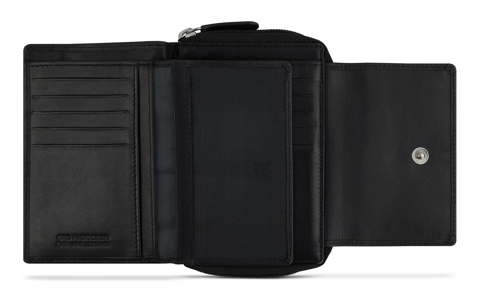 Кошелек Женский mano Don Andrea RFID Lady Zip Black Черный, Элегантный, фото №3