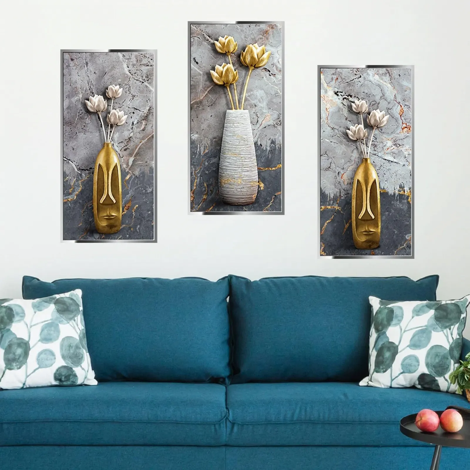 Наклейки на стіну Flowers 3D Golden Vases (3 шт.), фото №3