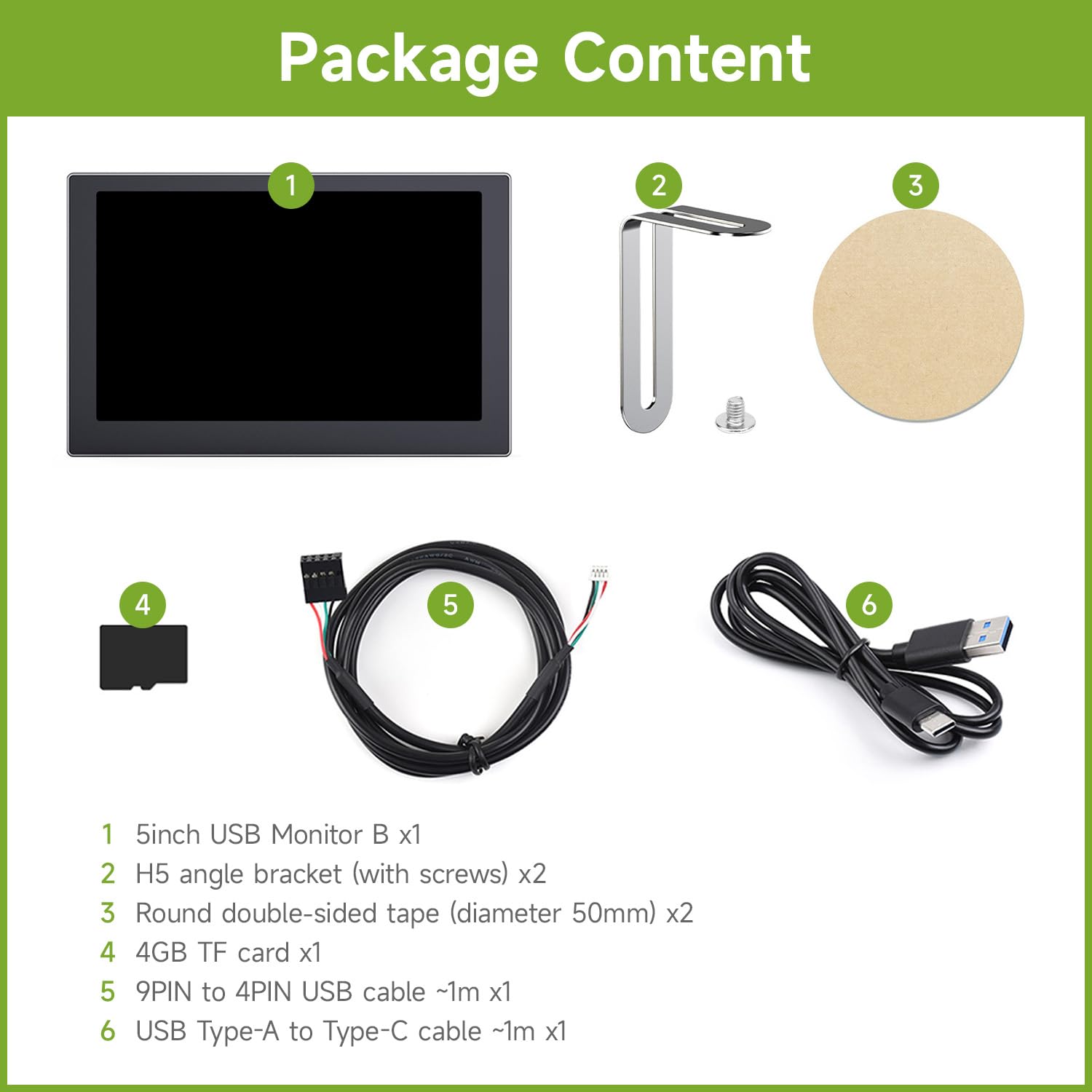 Монітор Waveshare 5 дюймів USB IPS 800 x 480 з музичним аналізом спектру Type-C металічний чорний, фото №2