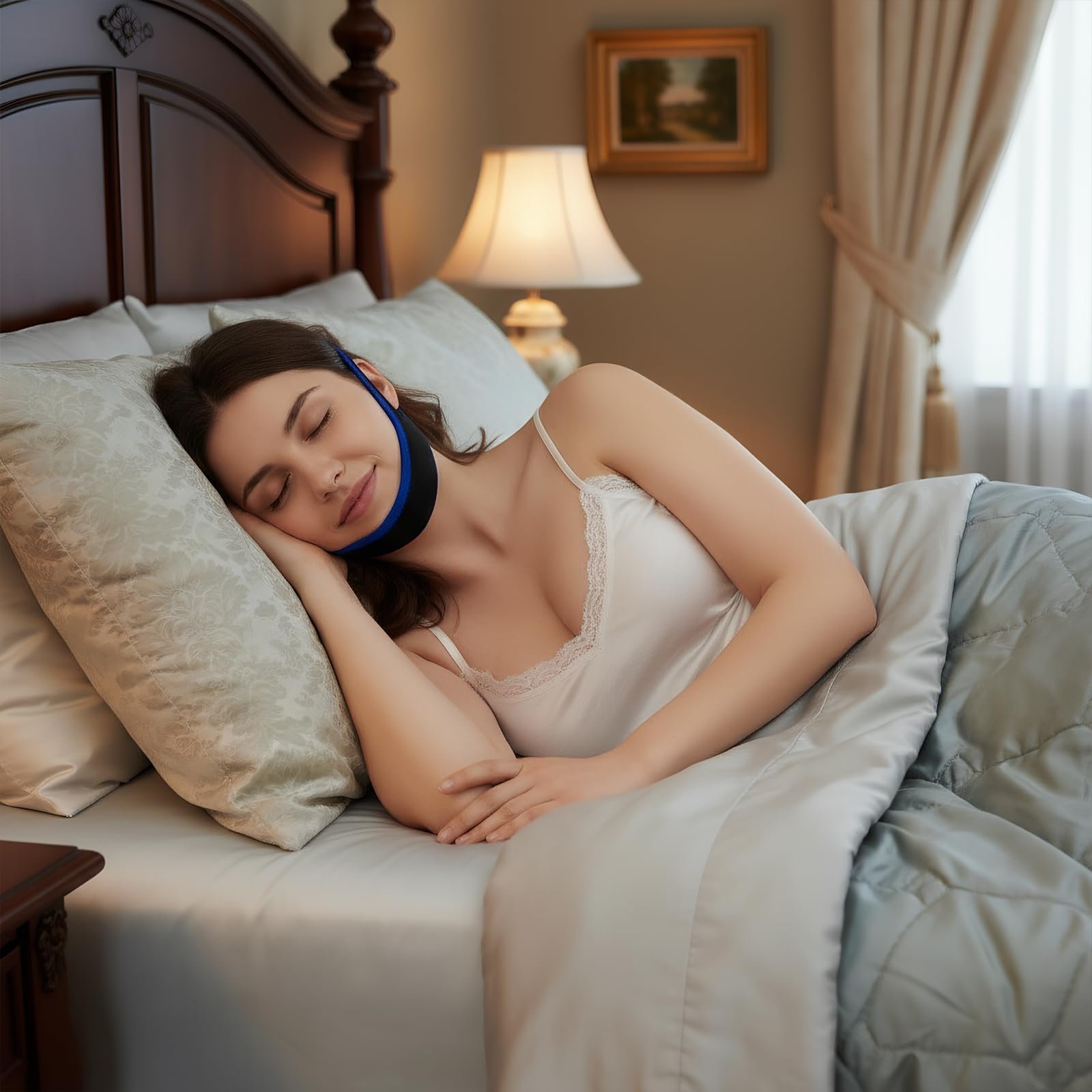 Підборідний ремінь проти хропіння 2 шт., маска від хропіння, ефективне зменшення, фото №6