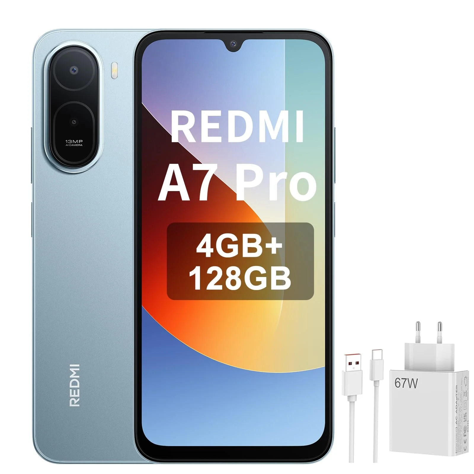 Смартфон Xiaomi Redmi A7 Pro 4+128 ГБ 6.9" 120 Гц HyperOS 3 6000 мАч Dual SIM Fog Blue + зарядное устройство 67 Вт, фото №1