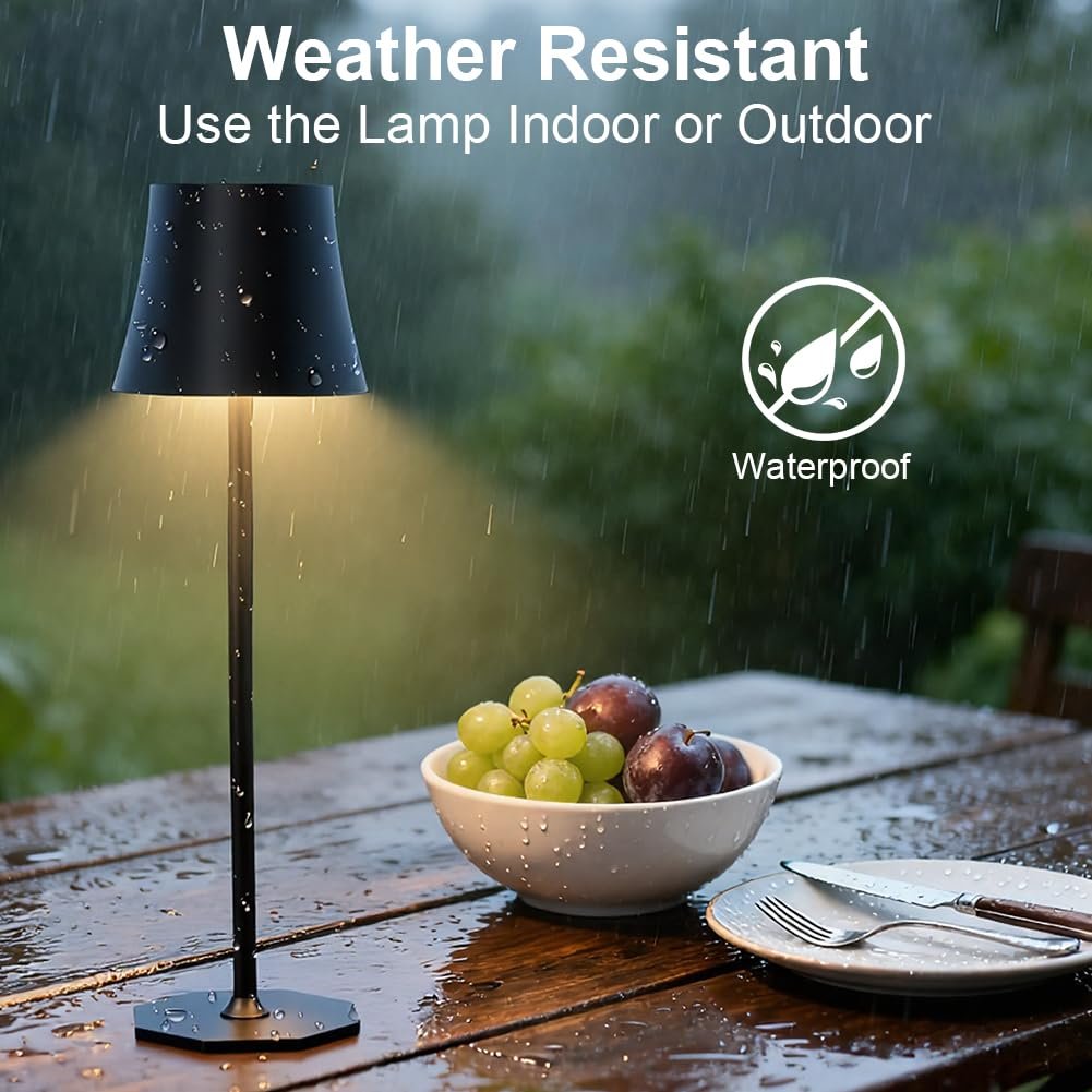 Настільна лампа LED бездротова акумуляторна, сенсорна, димована, для приміщень та вулиці, чорна, фото №8