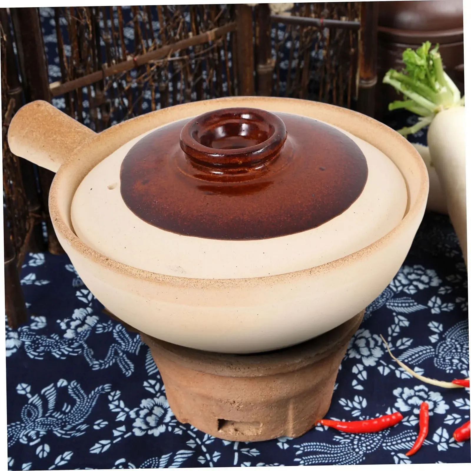 Керамічний Ківш POPETPOP традиційний теракотовий з кришкою порційний, фото №5