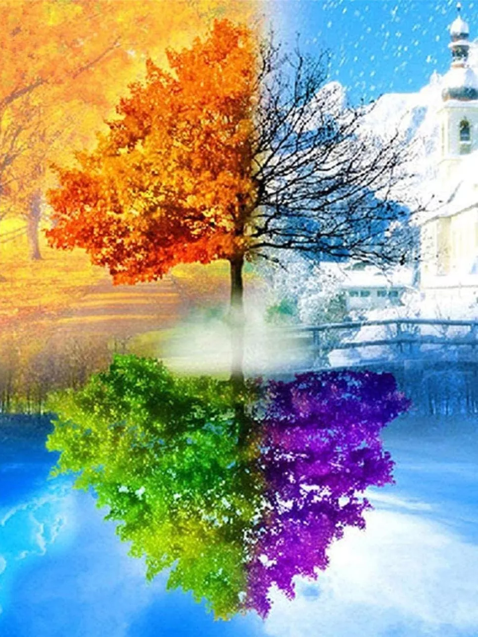 TN459 Набор алмазной мозаики на подрамнике Времена года, фото №1 TN459 Набор алмазной мозаики на подрамнике Времена года, фото №1