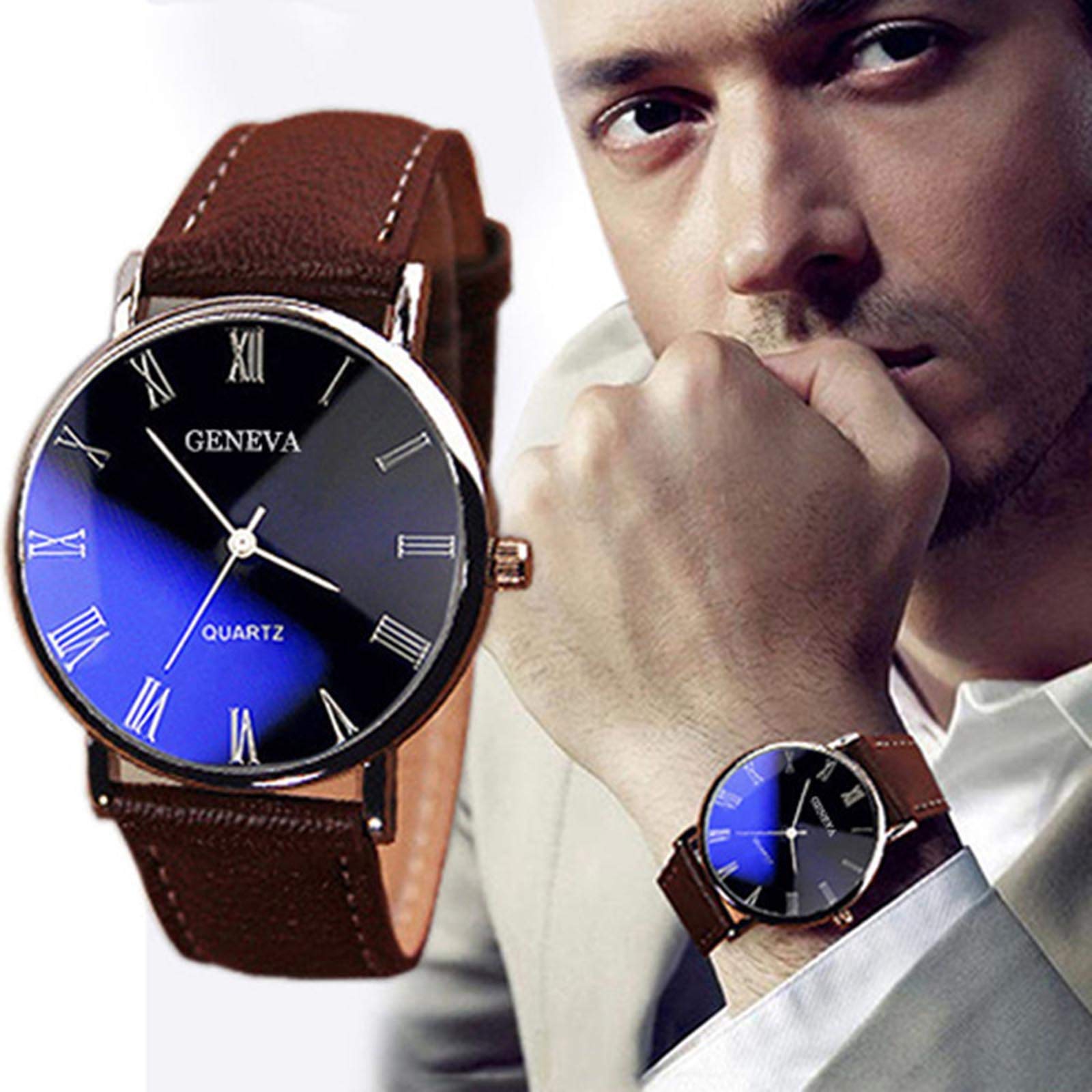 Часы Tonsee Accessoire Мужской Женский Аналоговый Кварцевый Кожаный Ремешок A-B Ремешок, фото №2