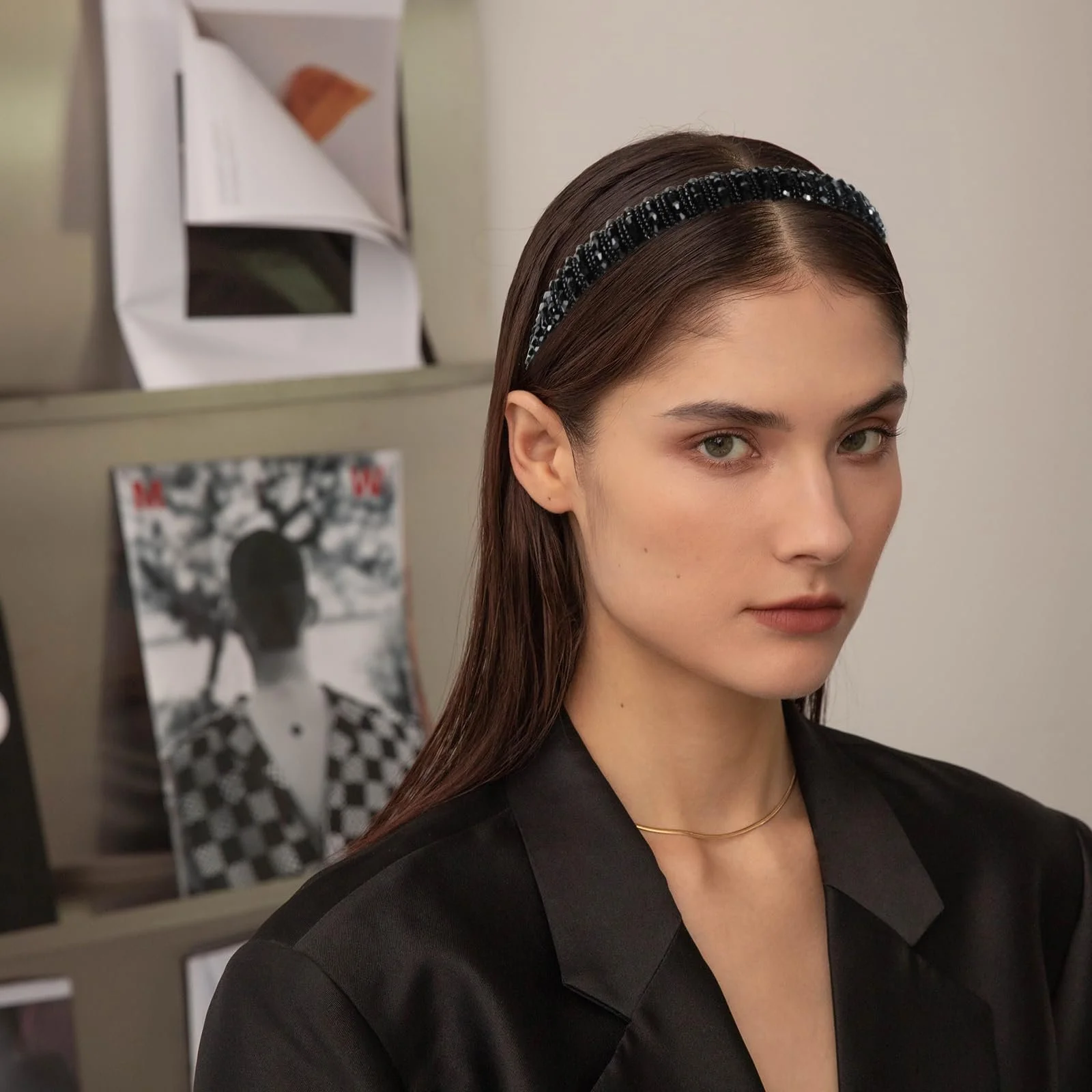 Обруч Amexo, 2 шт, з кришталевими намистинами, фото №7