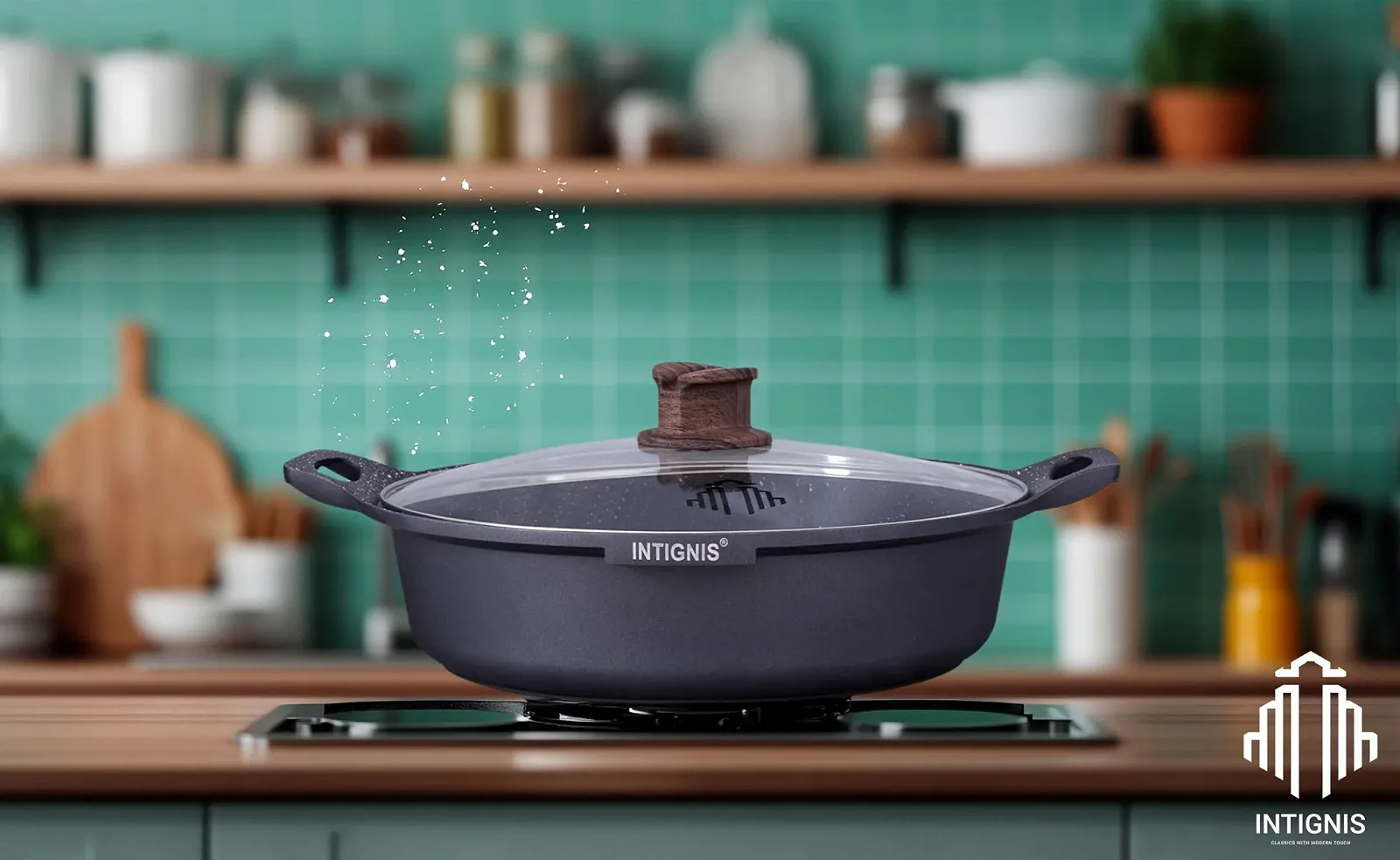 Форма для тушения низкая 32 см с крышкой для индукции, фото №4 Форма для тушения низкая 32 см с крышкой для индукции, фото №4