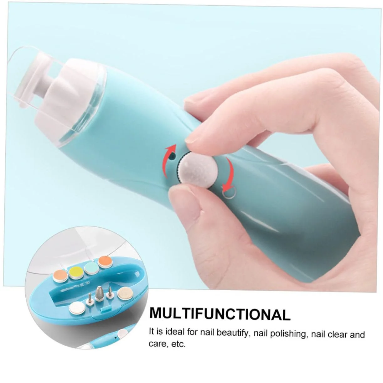 Электрический набор для подстригания ногтей WRITWAA USB Заряжаемый многофункциональный полировщик для ногтей для взрослых и домашних животных Портативный маникюрный набор с различными насадками, фото №8