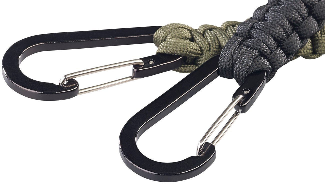 Брелок Semptec Urban Survival Technology Paracord, набор 2 шт, с карабином, веревка 1,2 м, черный/оливковый, фото №3