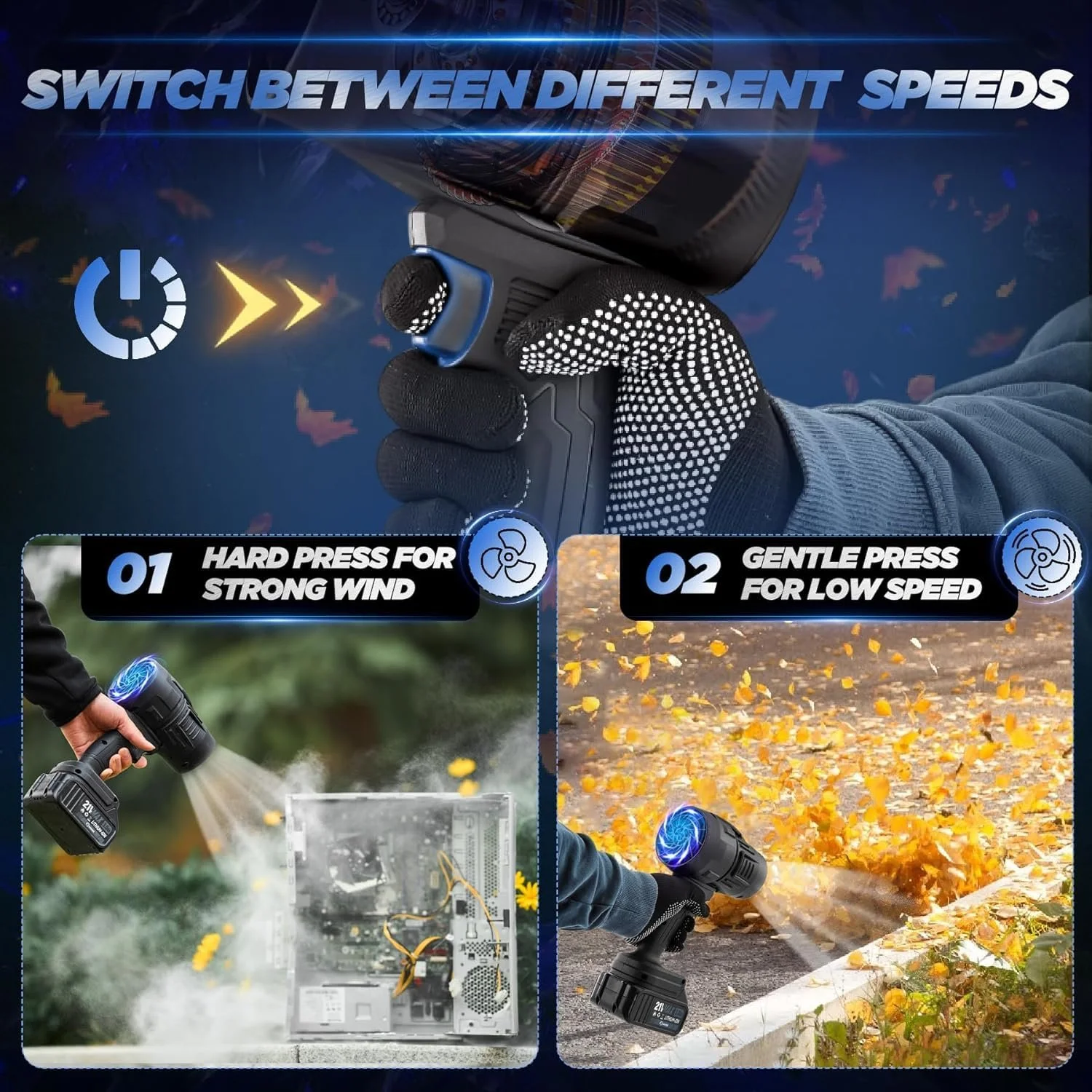 Воздуходувка Saker 180 000 об/мин 2 аккумулятора, фото №3 Воздуходувка Saker 180 000 об/мин 2 аккумулятора, фото №3