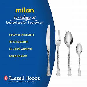 Набор столовых приборов Russell Hobbs Milan на 4 персоны, 16 предметов (нож, вилка, ложка), полированная поверхность, можно мыть в посудомоечной машине, нержавеющая сталь 18/10 цена на synthetic.ua - Фото 1 Набор столовых приборов Russell Hobbs Milan на 4 персоны, 16 предметов (нож, вилка, ложка), полированная поверхность, можно мыть в посудомоечной машине, нержавеющая сталь 18/10 synthetic.ua - Фото 1