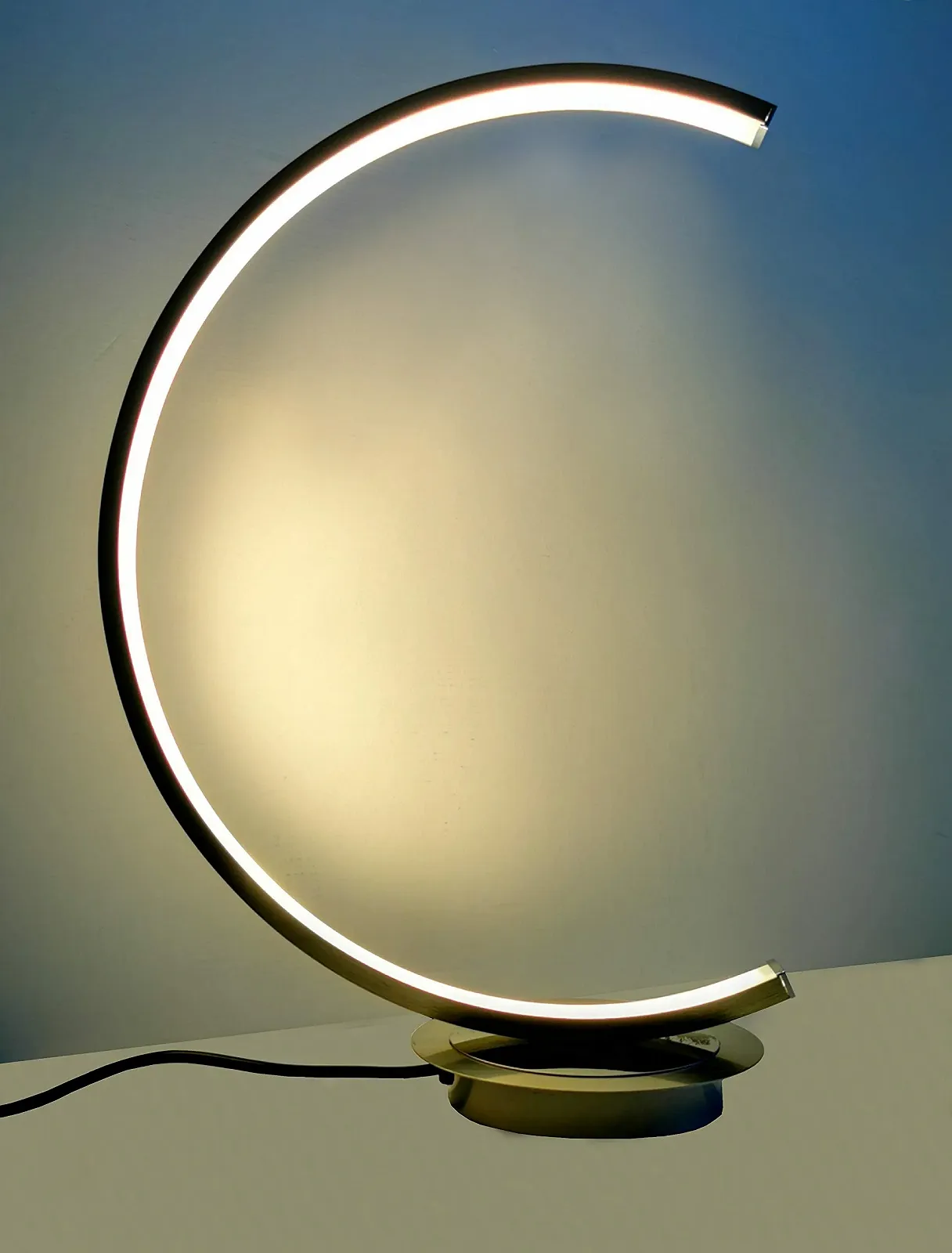 Настільна лампа Trango Moonlight 2019-01XL Dimmable LED напівкругла 1x 12 Вт 3000 К Матовий нікель, фото №1