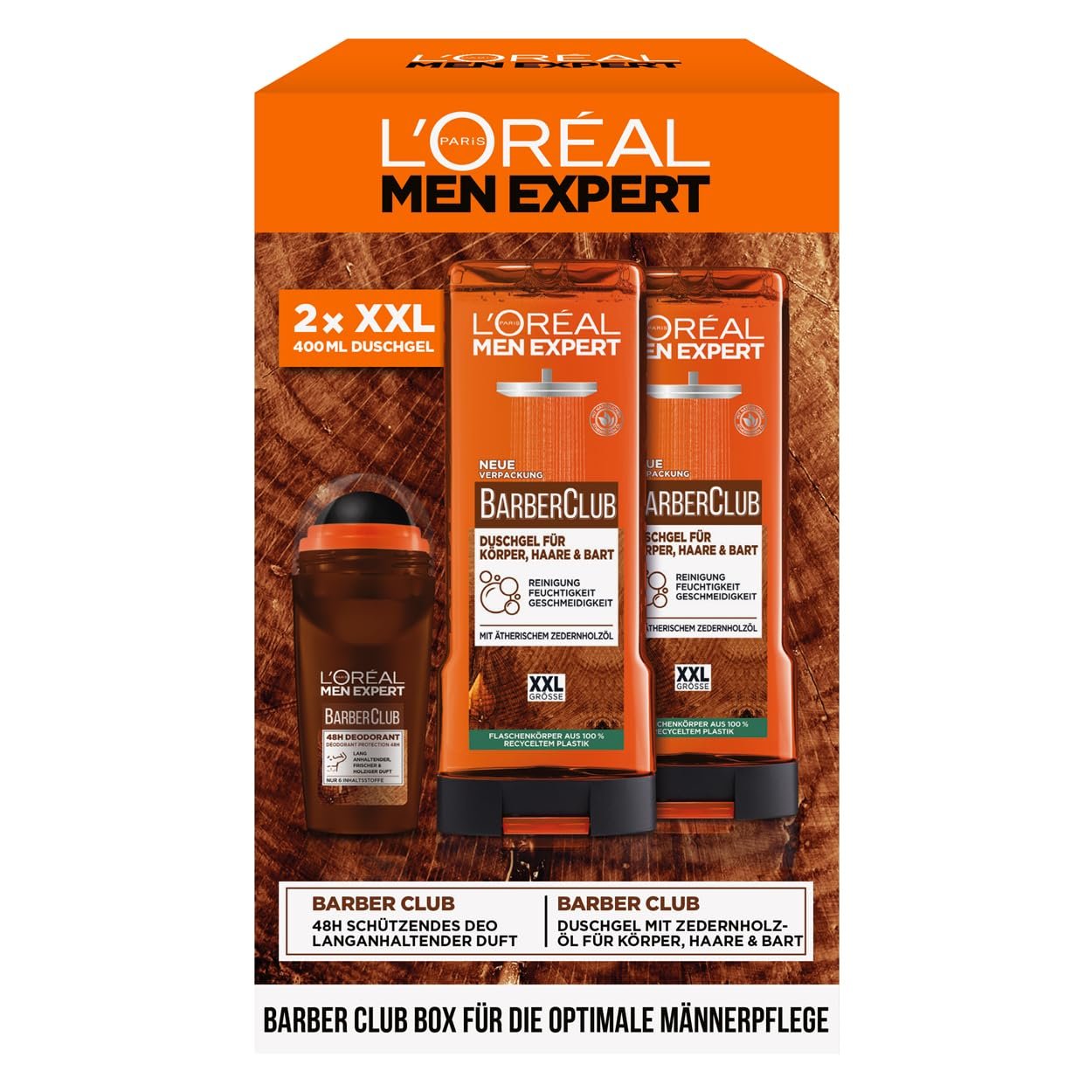 Набор L'Oréal Men Expert Barber Club гель для душа 400 мл x 2 и шариковый дезодорант 50 мл x 1, фото №1