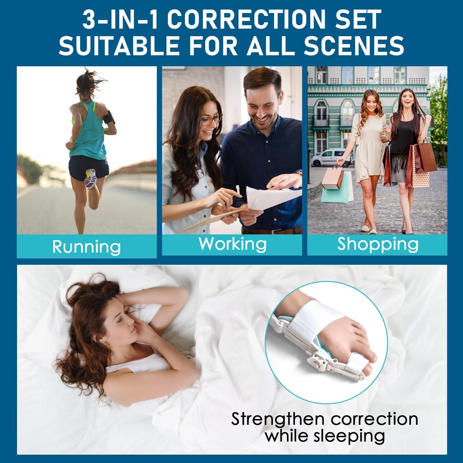 Корректор Hallux Valgus Фиксирующая пластина, Регулируемая шина Hallux Valgus, Эластичный корректор вальгусной деформации, Ортопедический корректор вальгусной деформации для мужчин и женщин, фото №7