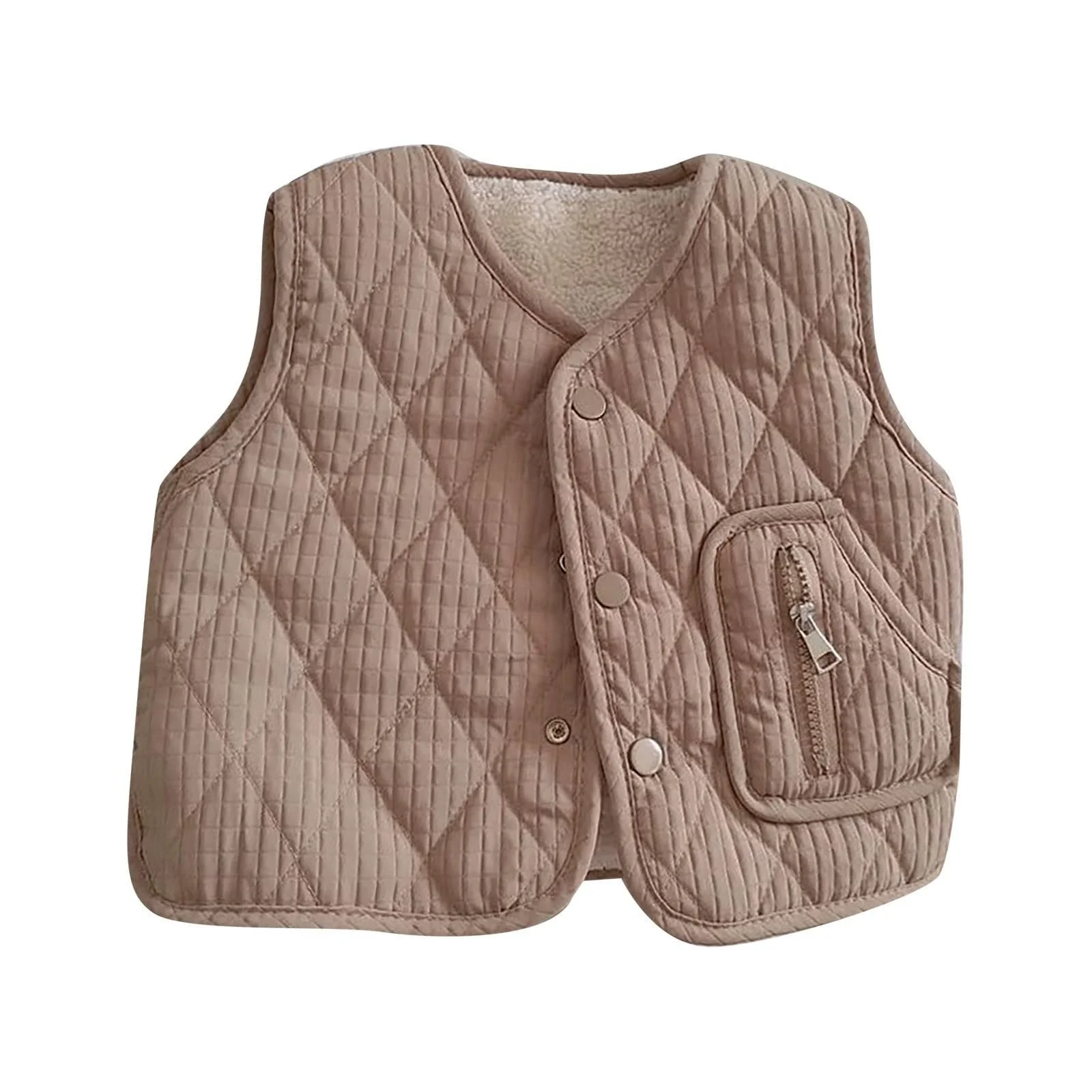 Жилет стеганый детский Однотонный Флисовый жилет Повседневный Без рукавов Переходной жилет на пуговицах с карманами Теплый Зимний жилет Легкий жилет для верховой езды, фото №1
