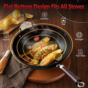 Сковорода-вок Jobin Вуглецева сталь 32 см synthetic.ua - Фото 1