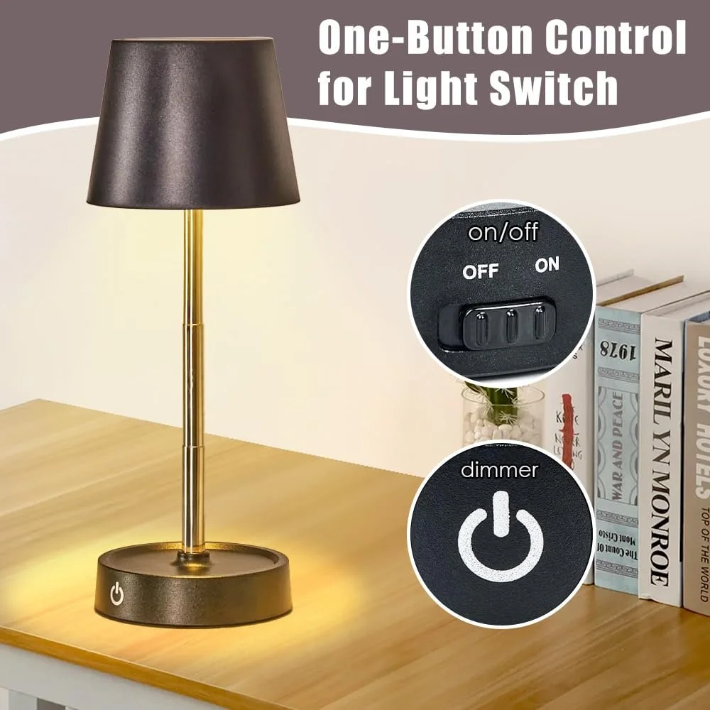 Настільна лампа LED бездротова акумуляторна телескопічна сенсорна регульована яскравість 2 шт., фото №5