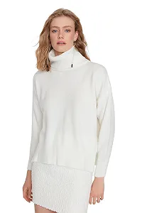 Водолазка TRENDYOL Женский Пуловер, Однотонный Свитшот - Фото 1