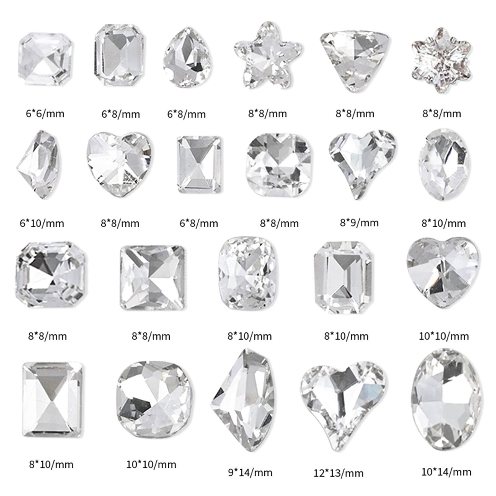 Стразы Сердцевидные 10 шт. Прозрачная Хрустальная Основа для Дизайна Ногтей для Женщин, фото №5