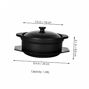 Кастрюля-жаровня керамическая с крышкой и двойной ручкой термостойкая synthetic.ua - Фото 1