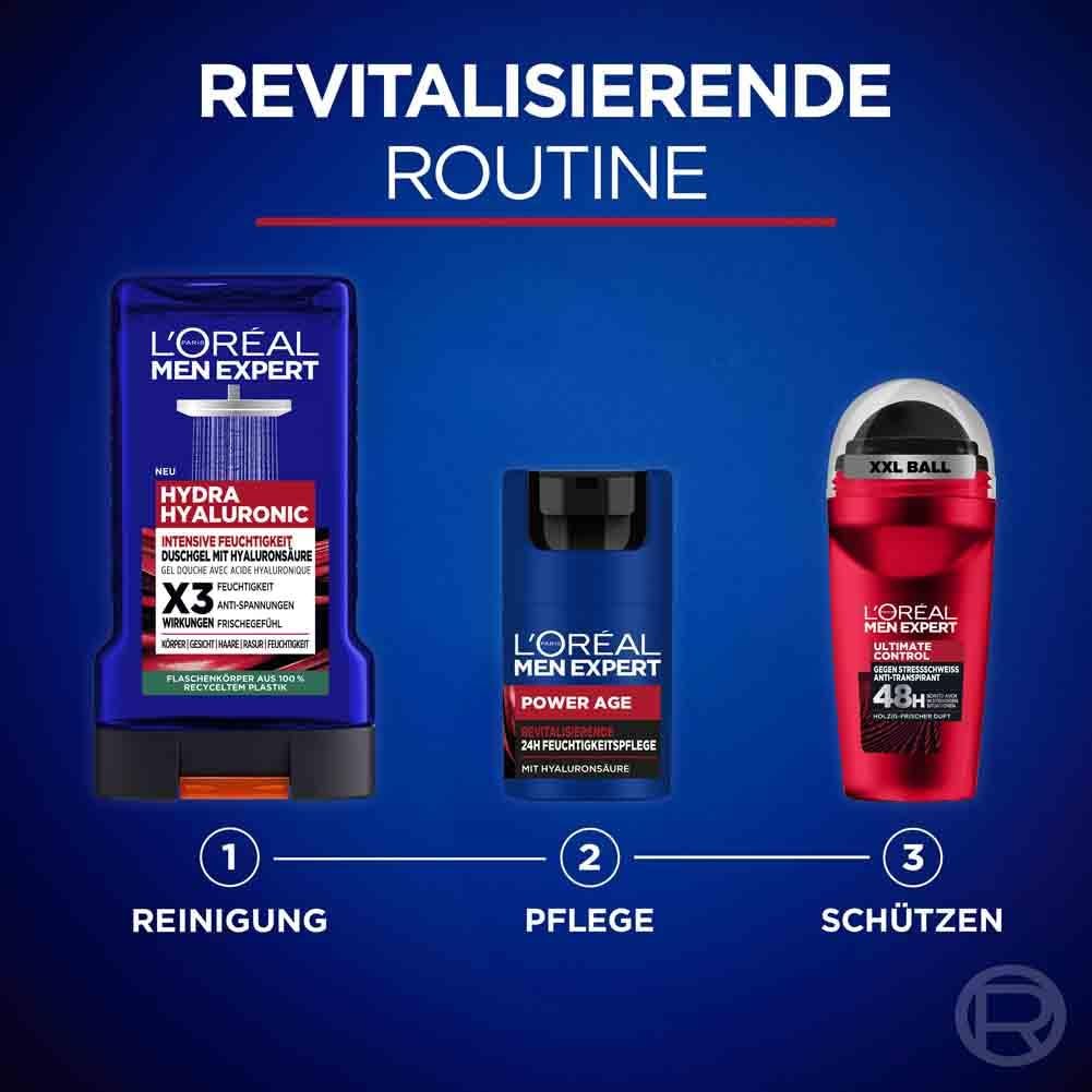 Гель для душу та шампунь L'Oréal Men Expert Hydra Hyaluronic Гіалуронова кислота 6 x 250 мл, фото №5