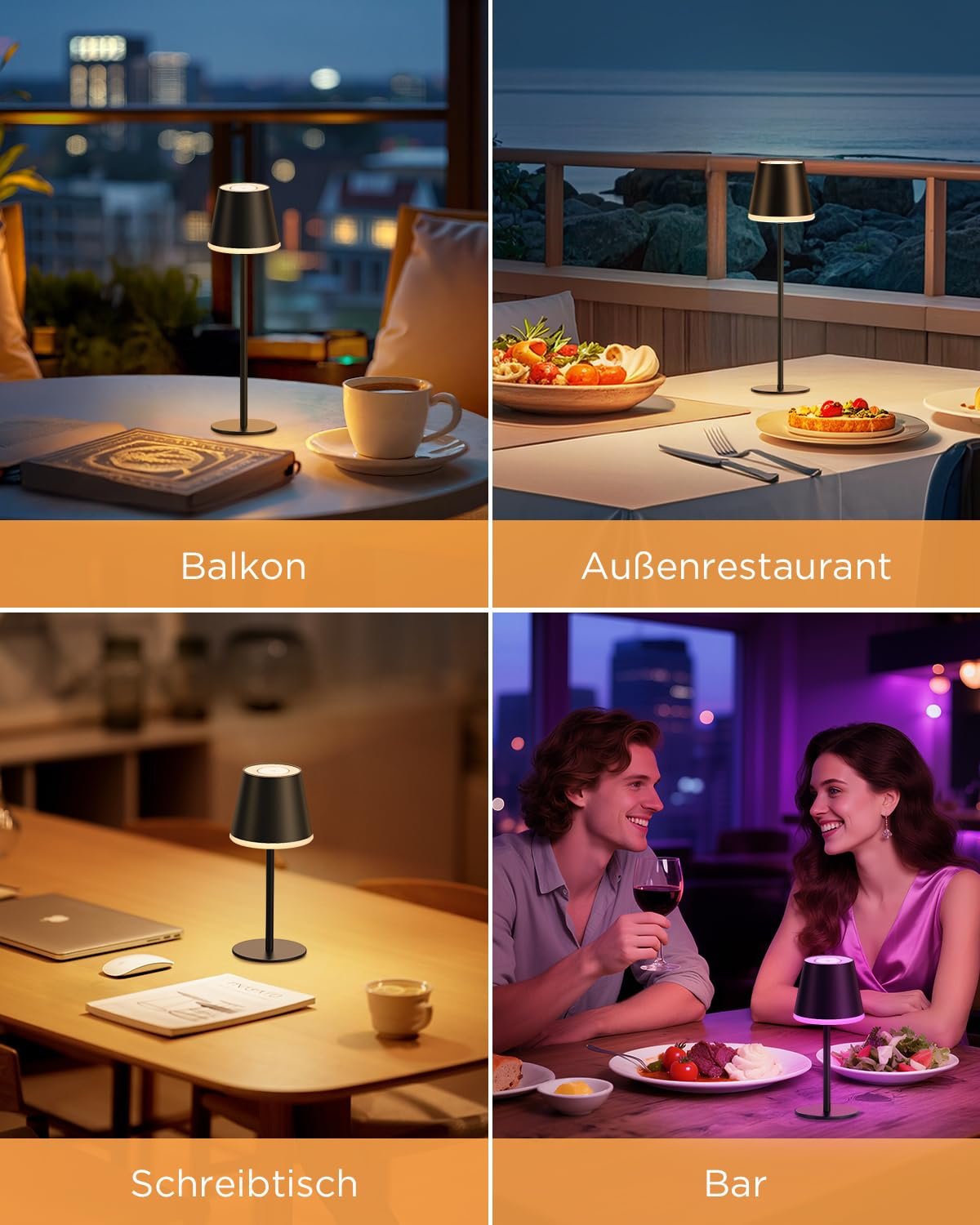 Світлодіодна настільна лампа VIWAVE акумуляторна USB 5200 mAh, регульована висота, RGB, IP54, алюмінієва, фото №6