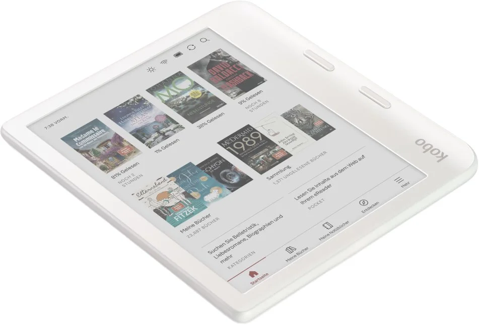 Электронная книга 7" Kobo Libra 2 / 32 ГБ / Linux / Wi-Fi / Bluetooth / Сенсорный E-Ink экран (1264 × 1680) / Настраиваемая яркость / Влагозащищенность IPX8 / До 3 недель работы от батареи / Белая, фото №5