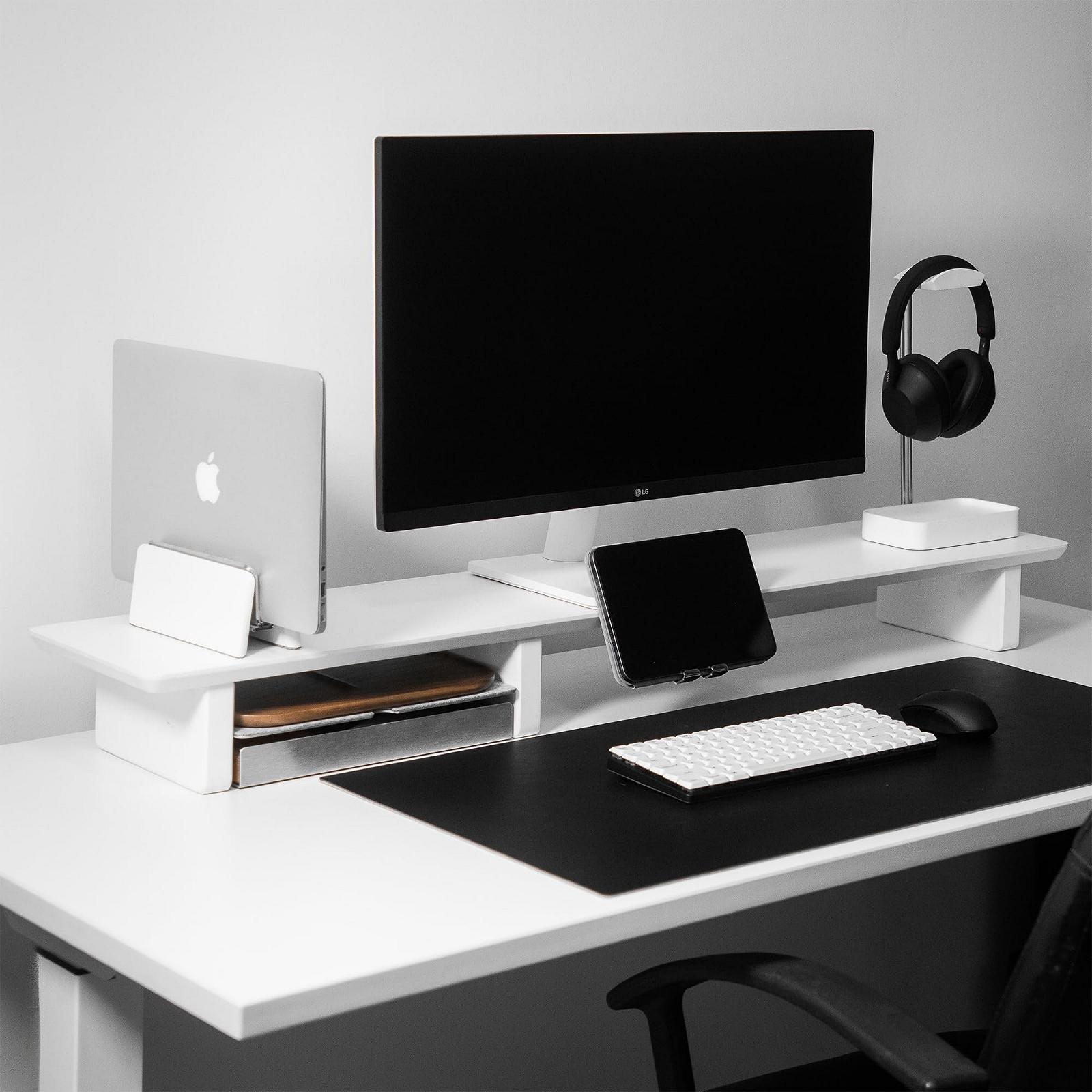 Підставка Вертикальна Raico Док-станція для MacBook з високоякісної деревини горіха (матовий білий, одинарний слот | регульована), фото №3