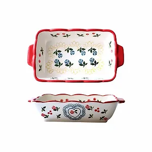 Форма для запекания 600 мл керамическая порцеляновая с двумя ручками - Фото 1