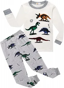 Пижама EULLA Динозавр для мальчиков, хлопковая длинная - Фото 1