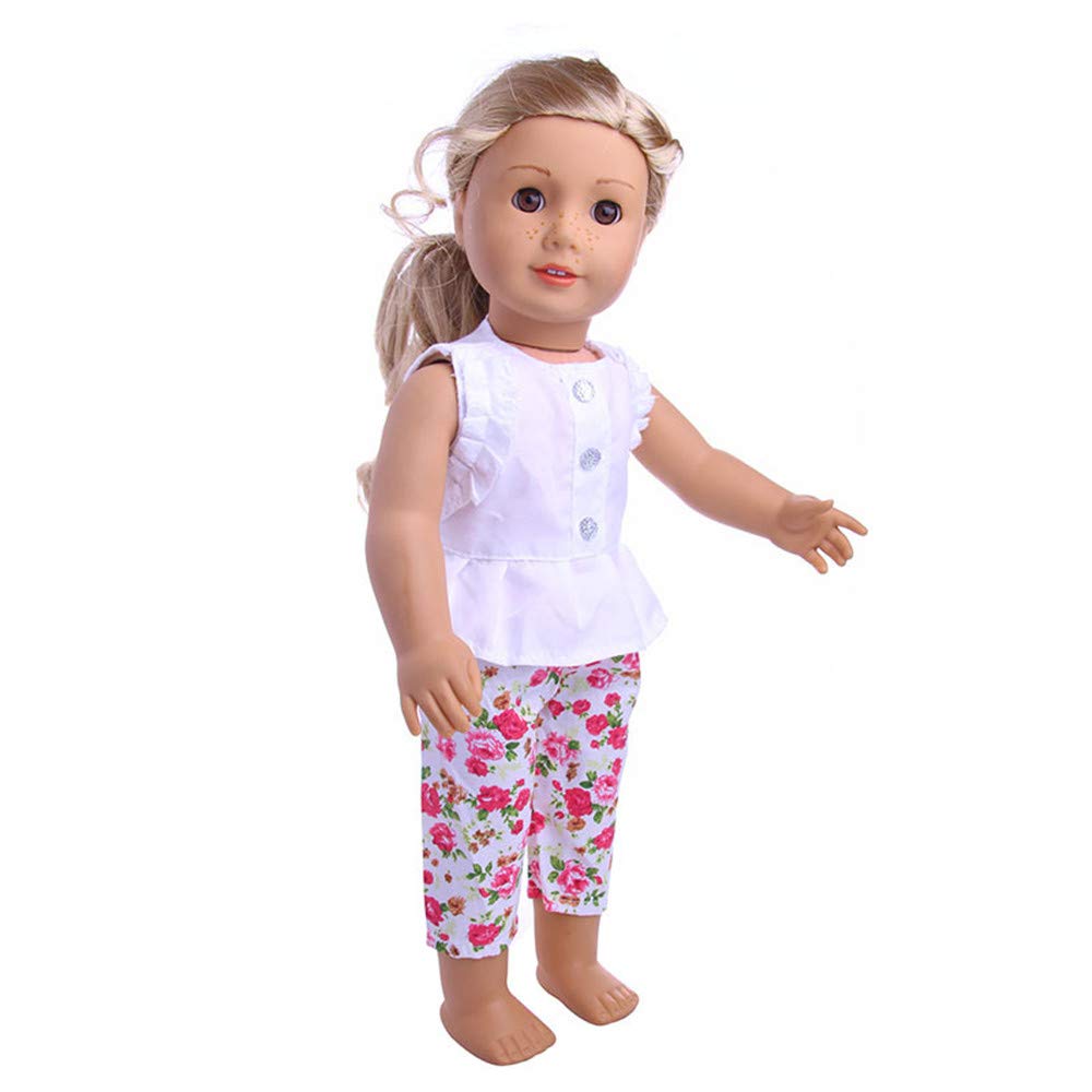 Набір Uteruik Puppenkleidung для 46 см ляльки American Girl Повсякденні вбрання – футболка і квіткові штани 2 штуки/набір, фото №3